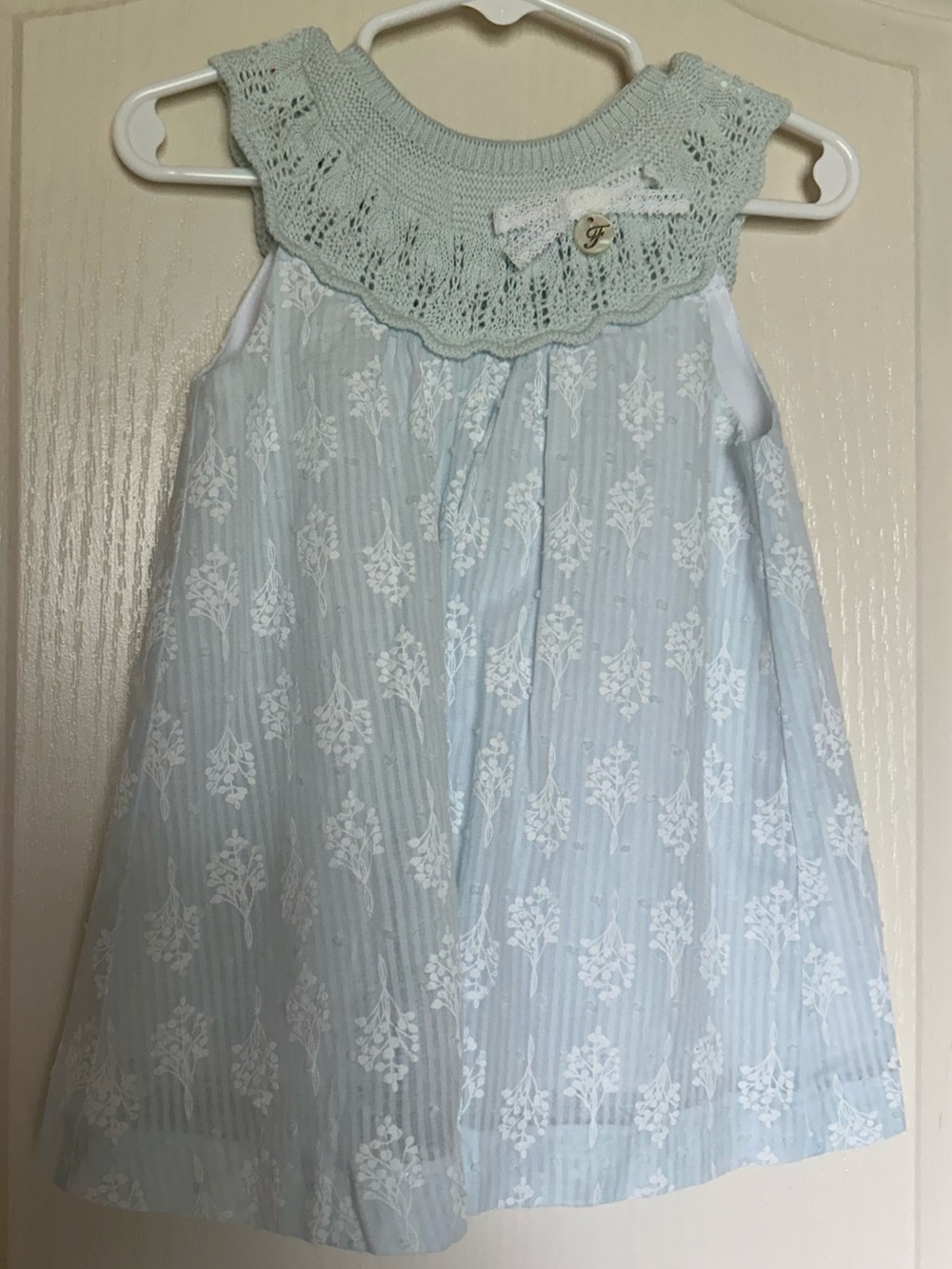Foque Blue Floral Knit Collar Dress 18M